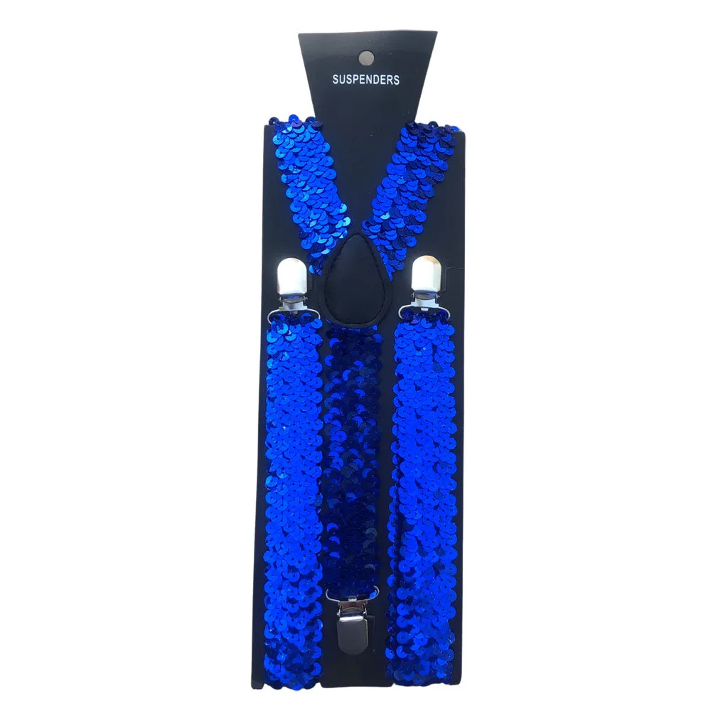 Adult Suspenders - Sequined Blue