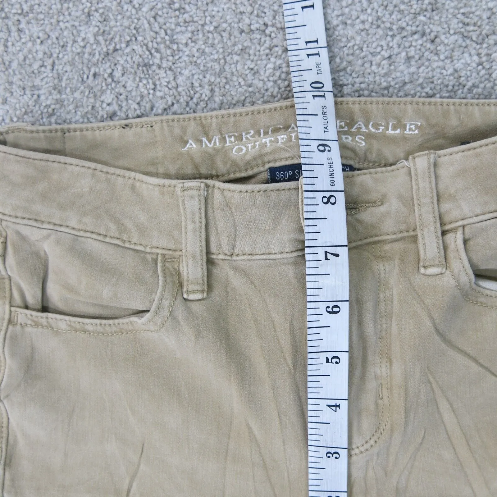 American Eagle Women Jeans Skinny Leg Super Stretch Pockets Tan Size US 00 Short