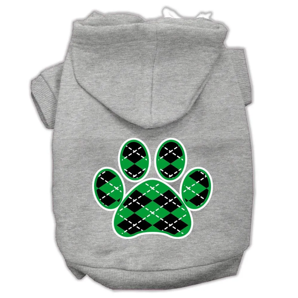 Argyle Paw Green Screen Print Pet Hoodies Grey Size Xl (16)