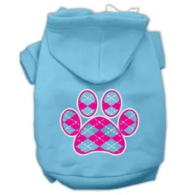 Argyle Paw Pink Screen Print Pet Hoodies Baby Blue Size XXL (18)