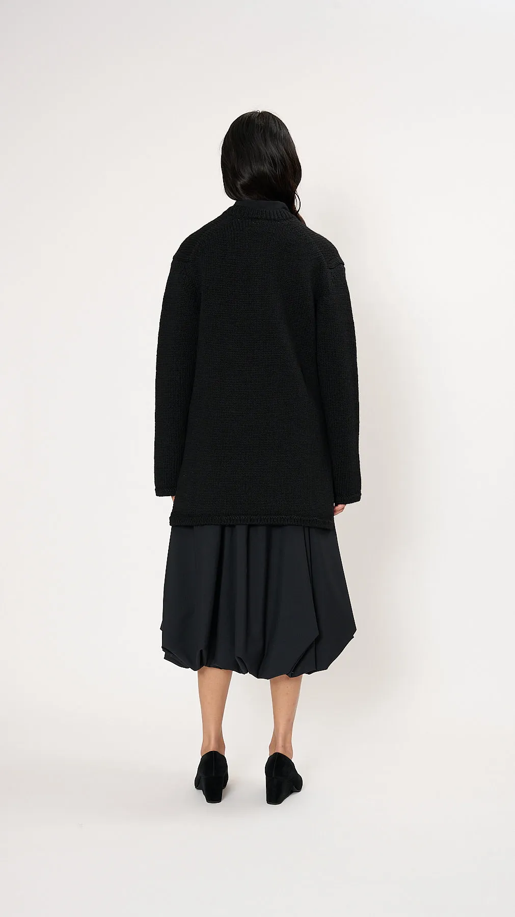 Asymmetric Wool Sweater in Black