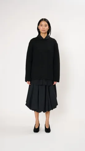 Asymmetric Wool Sweater in Black