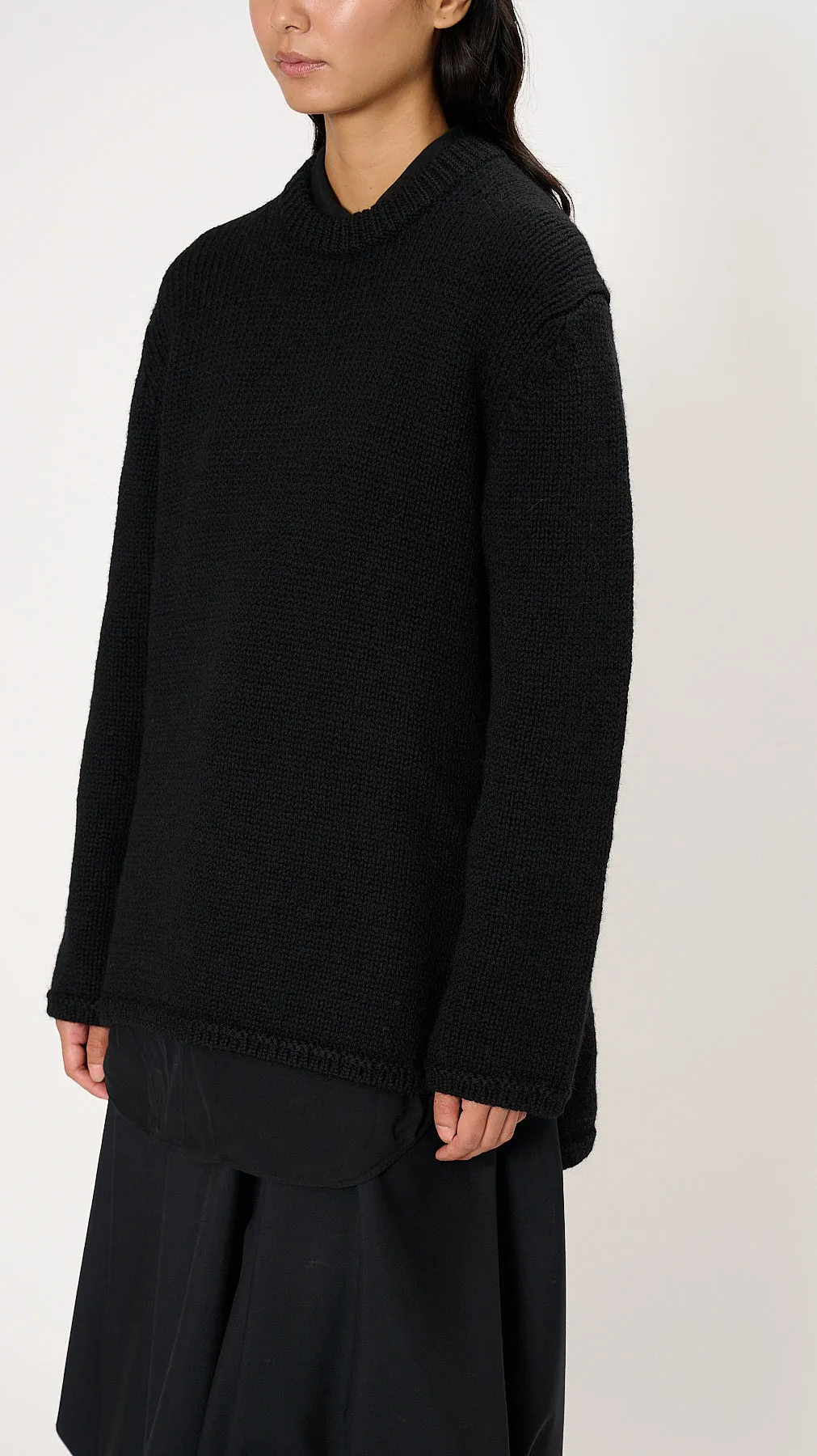 Asymmetric Wool Sweater in Black