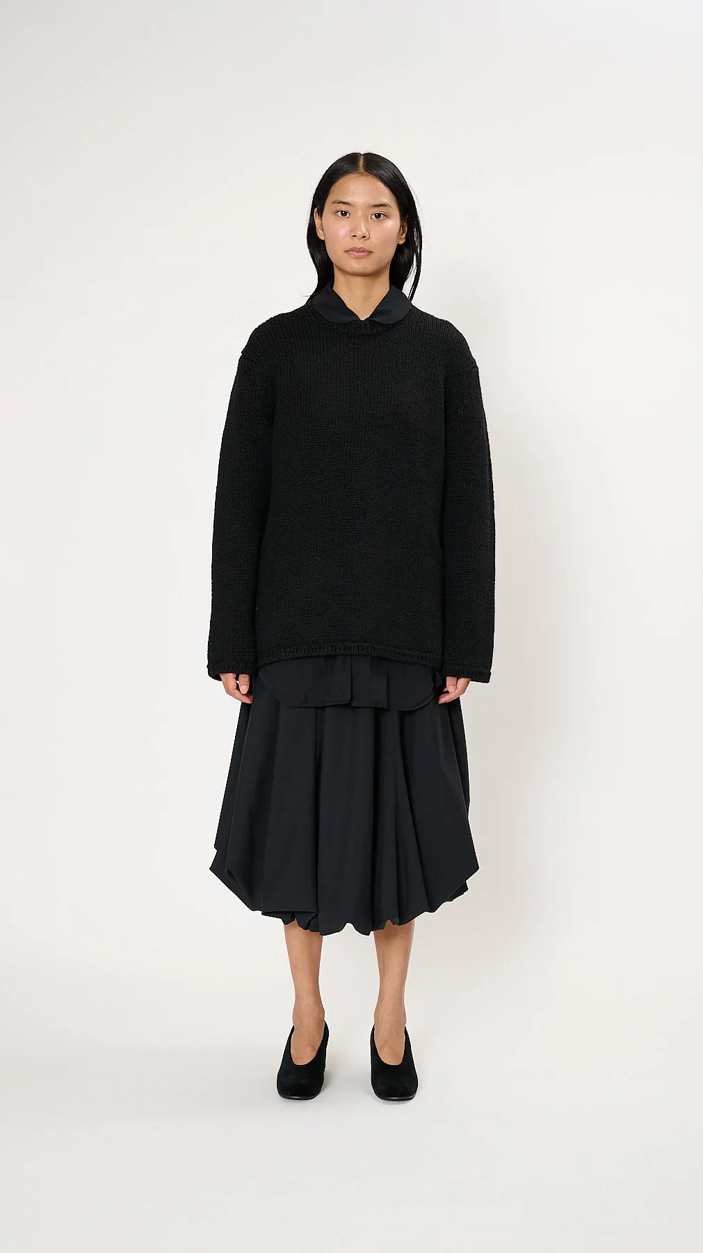 Asymmetric Wool Sweater in Black