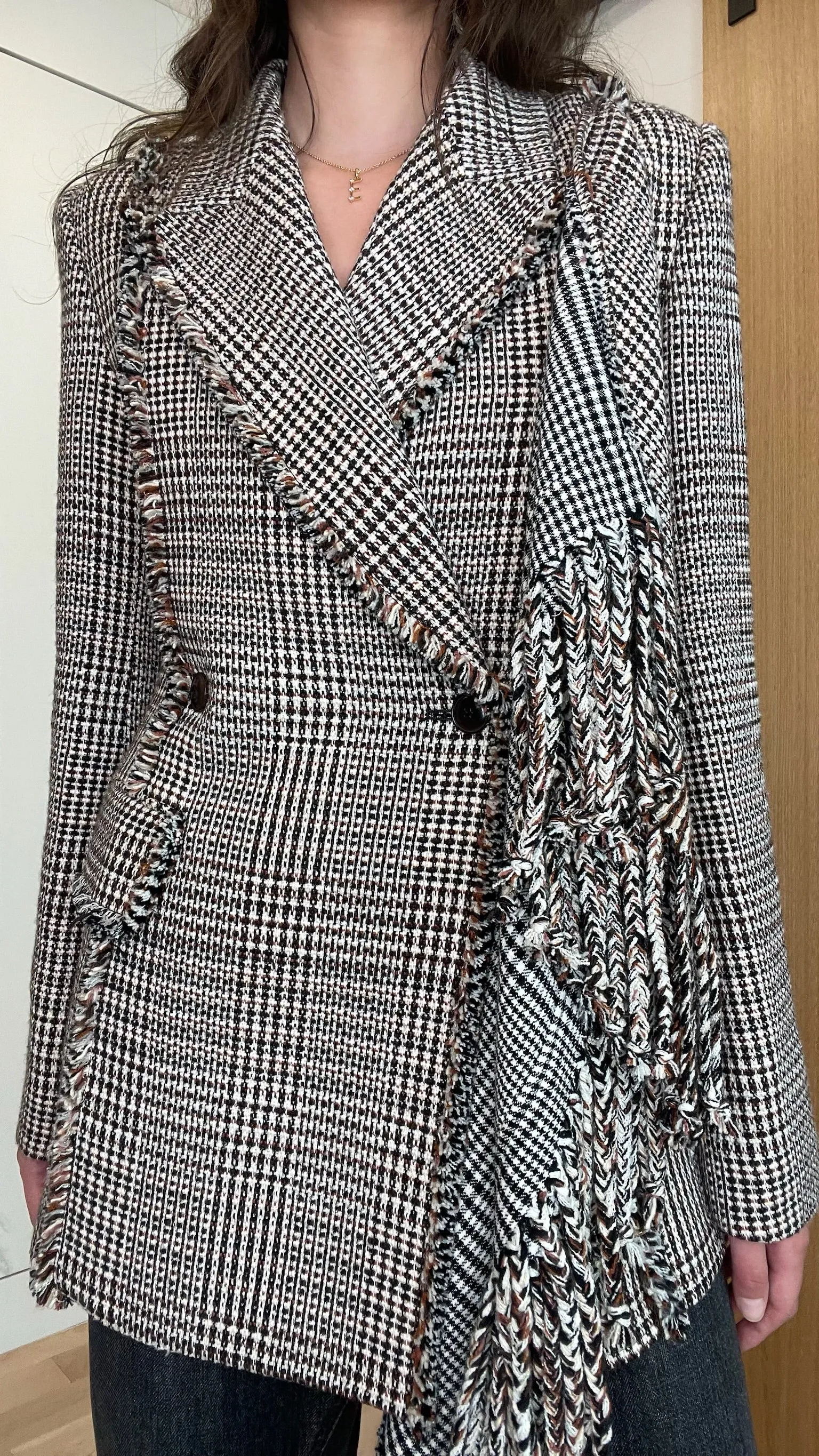 Asymmetrical Houndstooth Blazer - XS