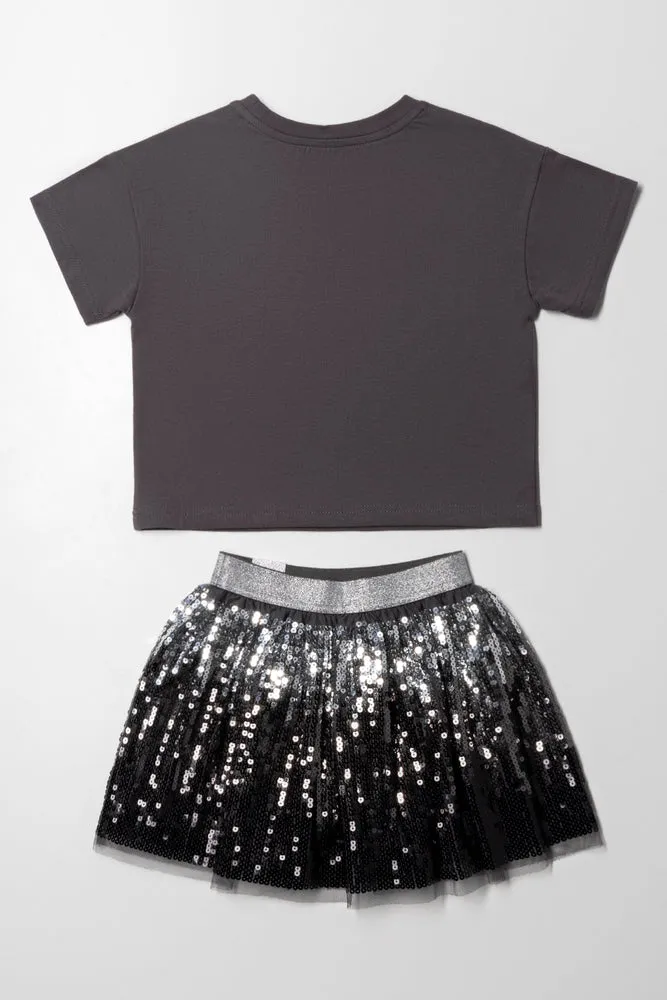 Barbie Sequin Set Dark Grey