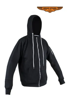 Black Zipped Hoodie W/ Ribbed Panels