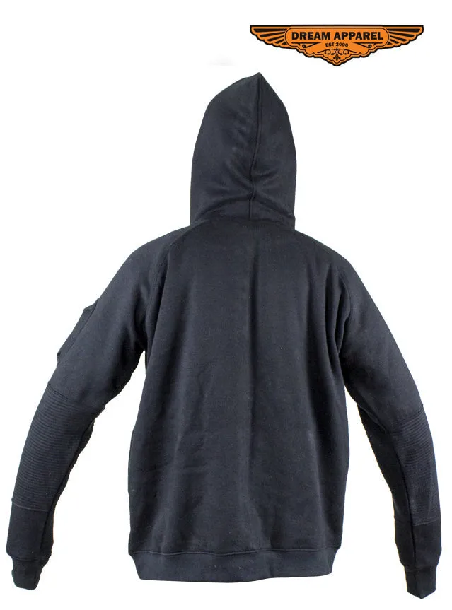 Black Zipped Hoodie W/ Ribbed Panels