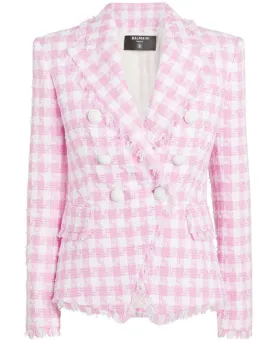 Blanc Rose Gingham Tweed Blazer