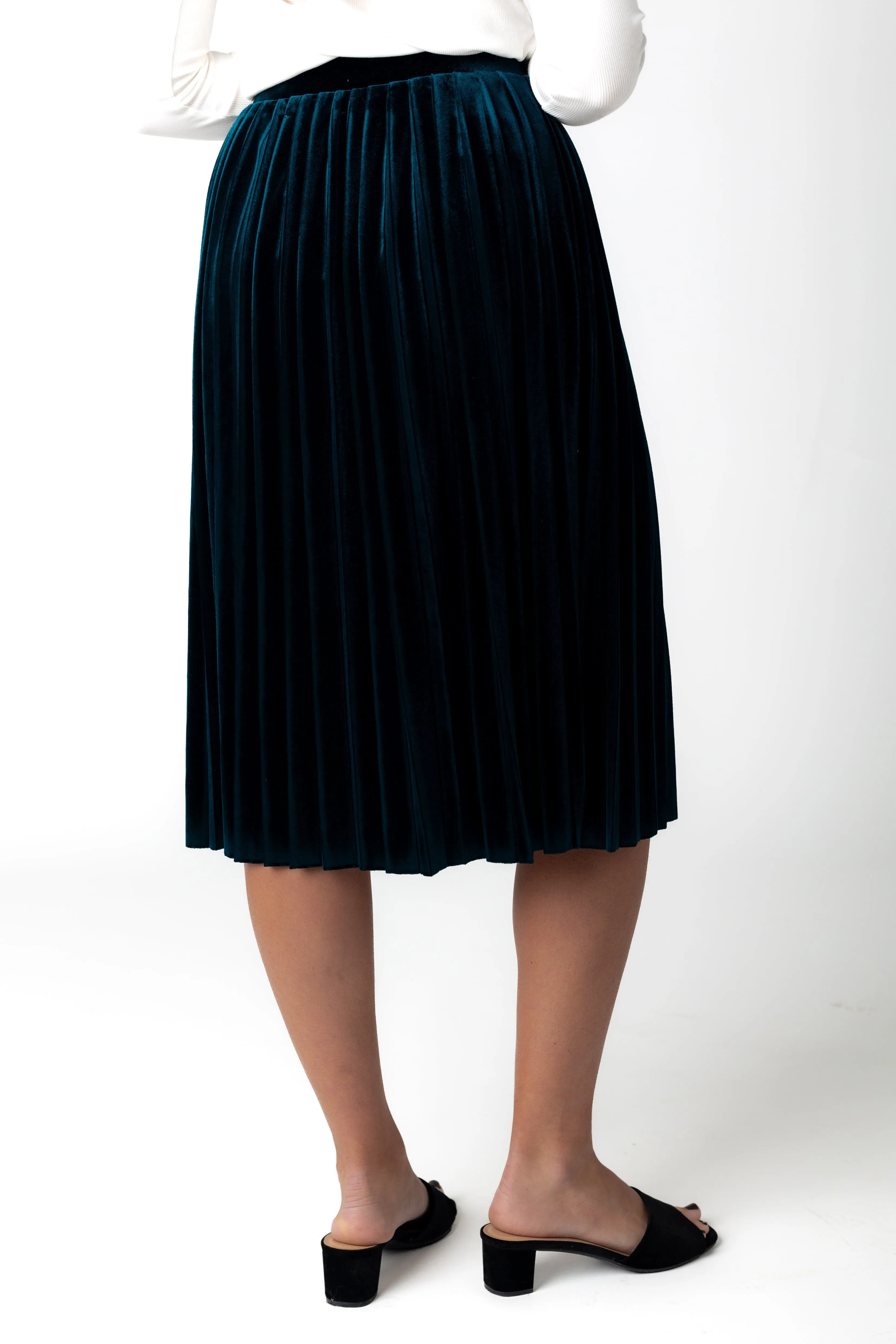 Brass & Roe Velvet Pleated Skirt