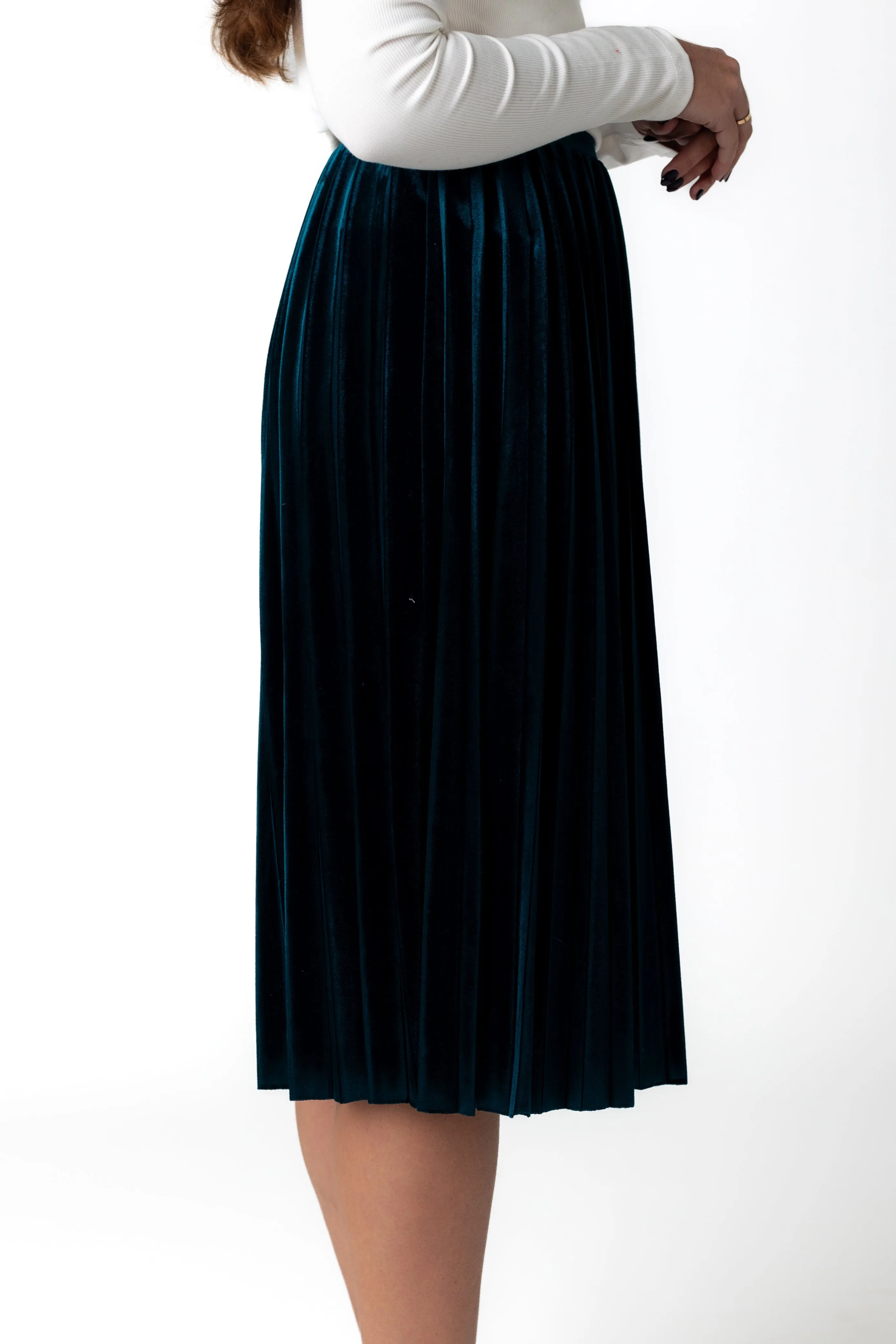 Brass & Roe Velvet Pleated Skirt