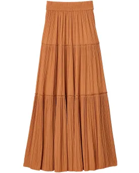 Cashew Pleated Thea Midi Skirt