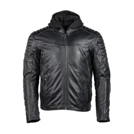 Cortech 'The Marquee' Mens Black Premium Leather Jacket with Removable Hoodie and SAS-TEC Armor