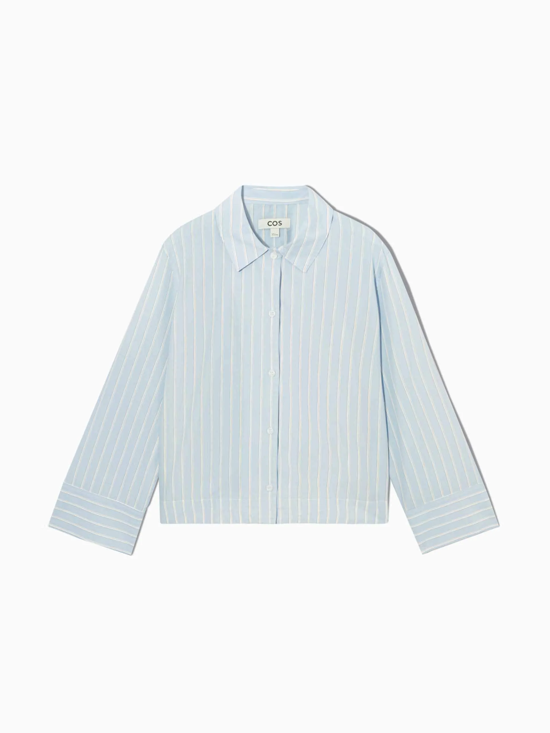 Cropped striped blue shirt