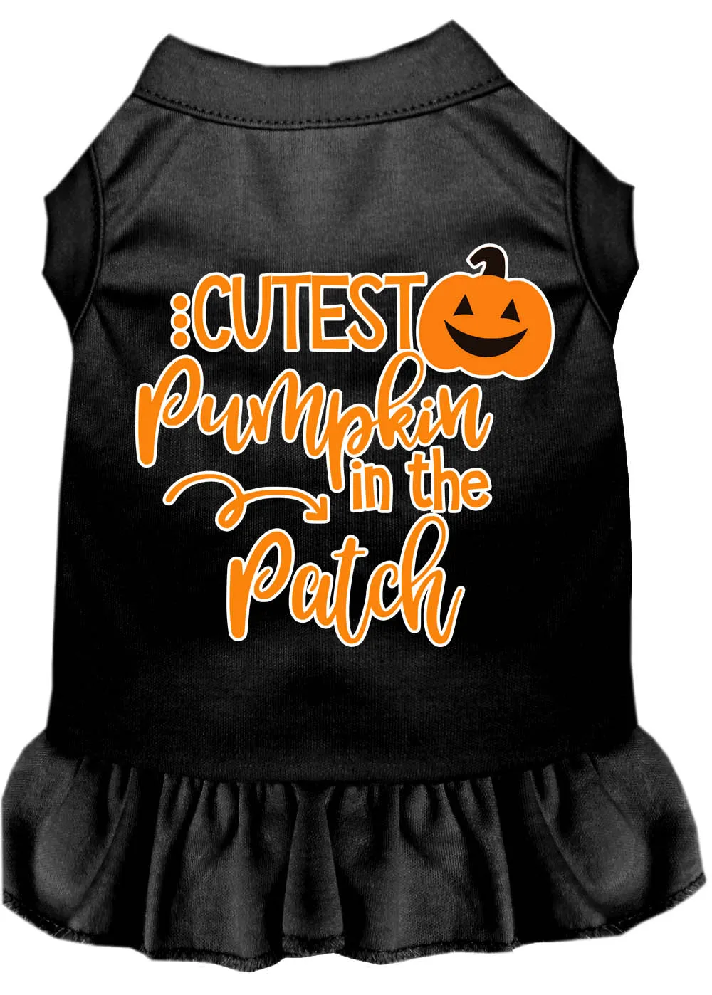 Cutest Pumpkin In The Patch Screen Print Dog Dress Black Xxxl