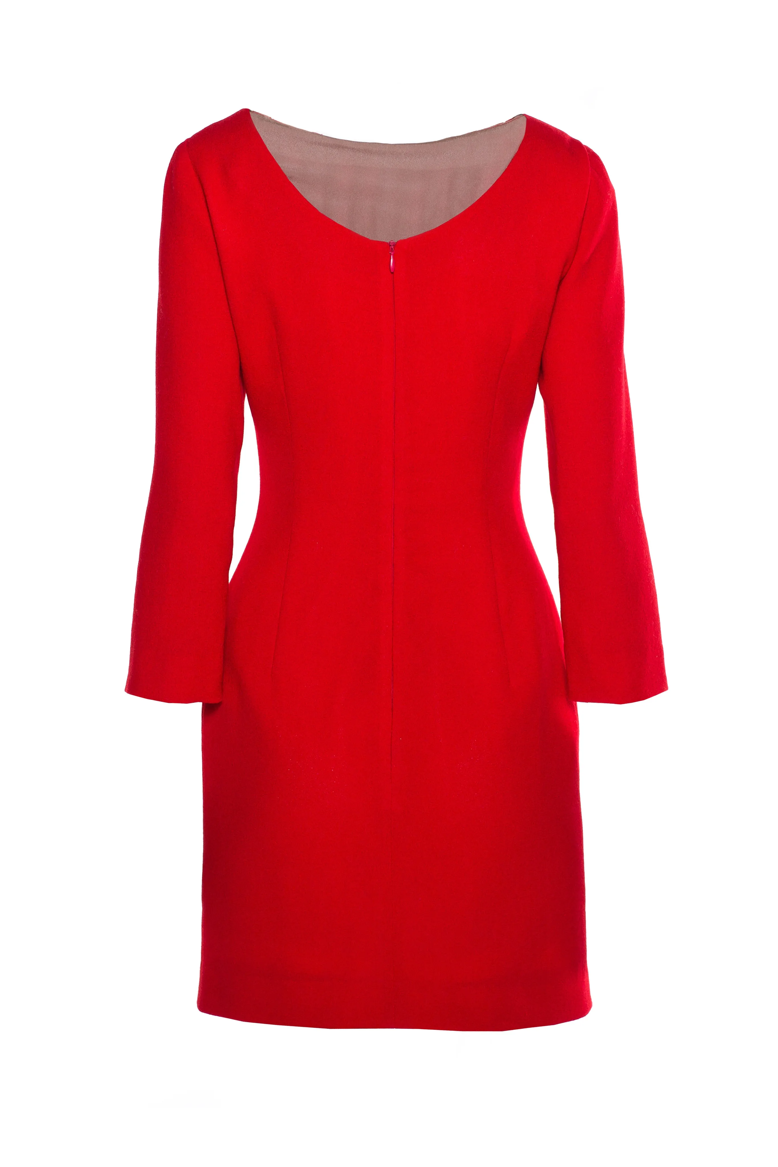 DRIMIA RED RUFFLE DETAIL DRESS