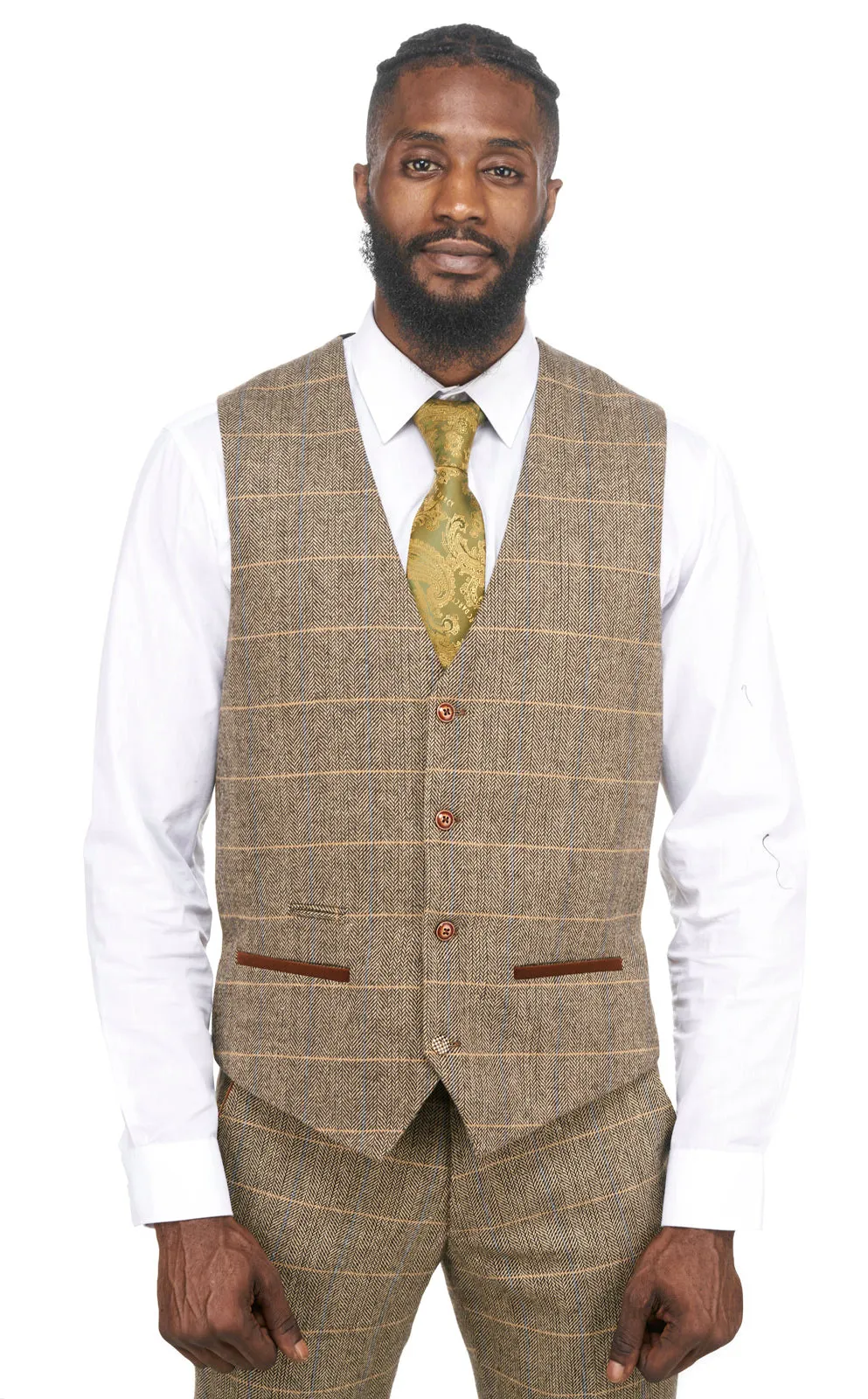 DX7 Tan Brown Tweed Check Peaky Blinder Suit | Wedding Suit | Check Suit | Office Wear