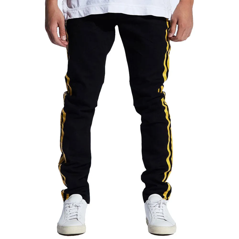 Embellish Bolt Standard Denim Jeans Black Yellow