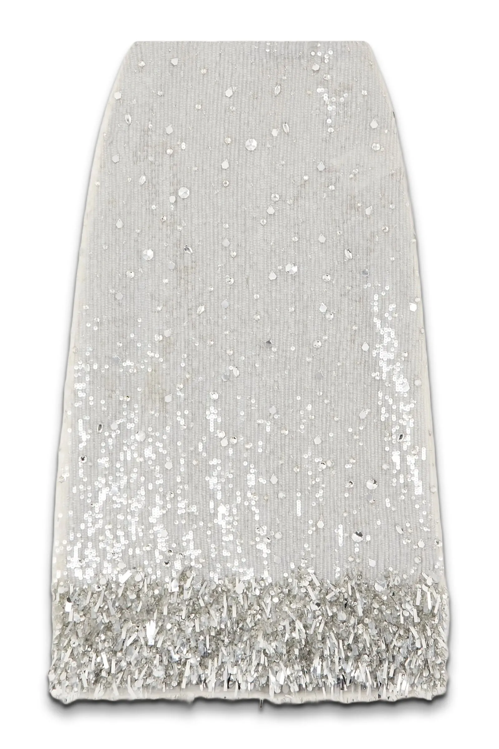 Embellished Sequined Tulle Midi Skirt