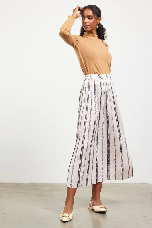 Evelyn Chain Print Pleated Midi Skirt