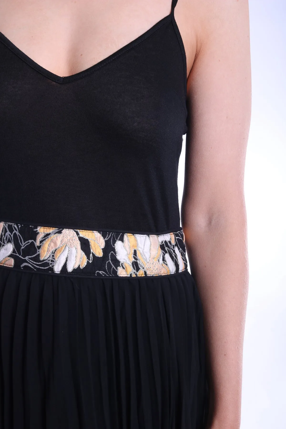 Felicity Floral Pleated Skirt in Black and Yellow