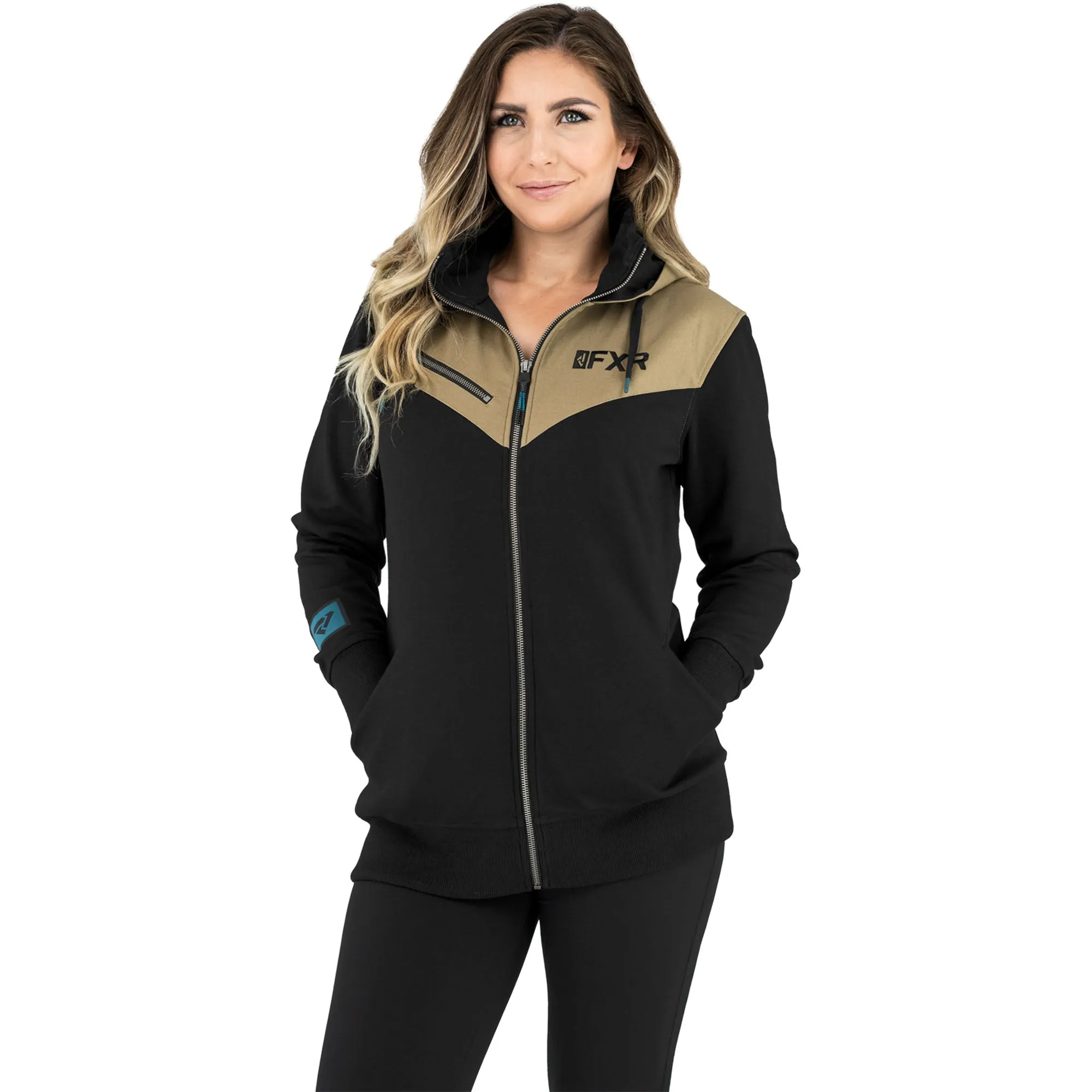 FXR Womens Task Hoodie Sweatshirt Black/Canvas Brown