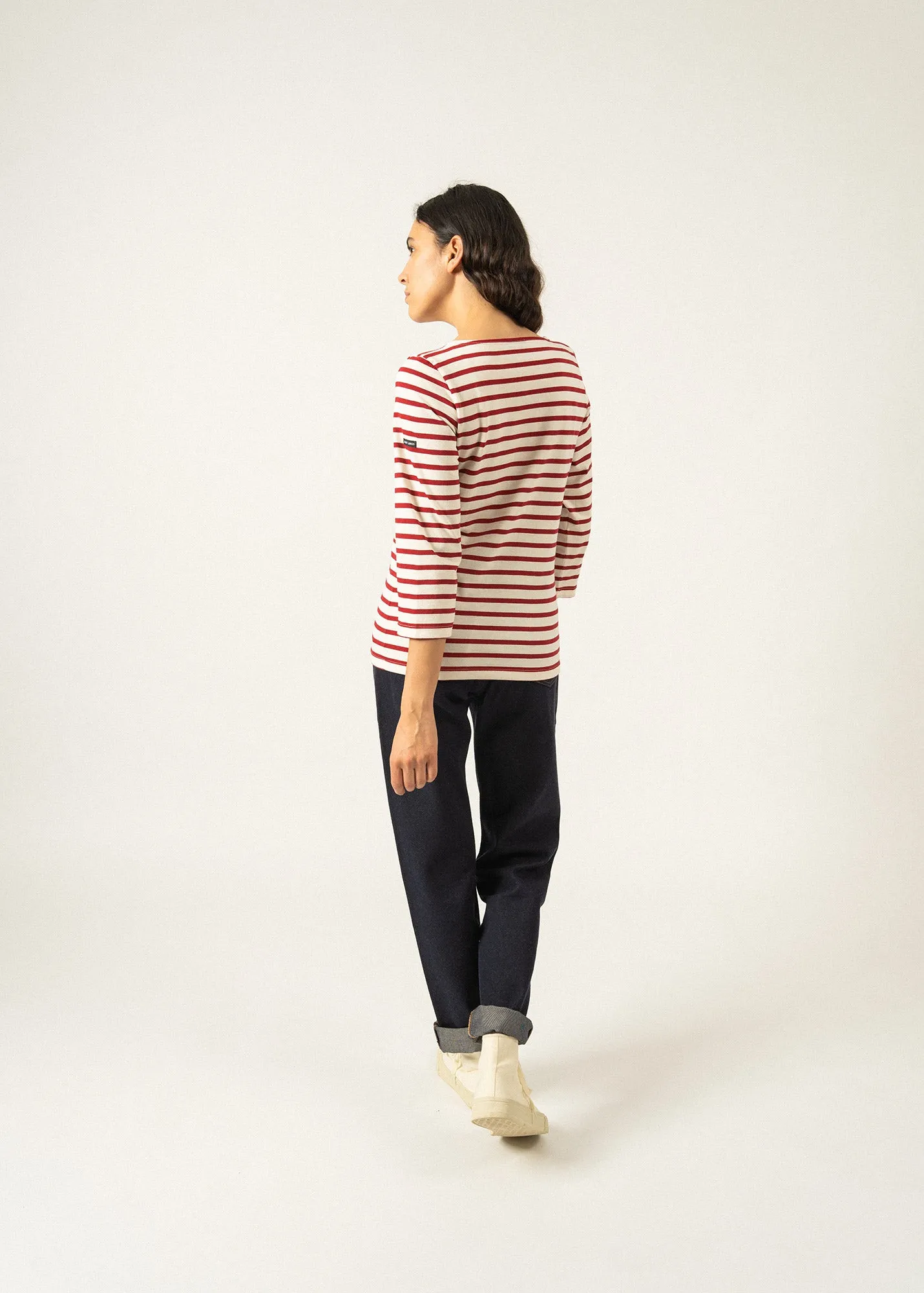 Galathée striped sailor shirt - slim fit, in light cotton (ECRU/PERSAN)