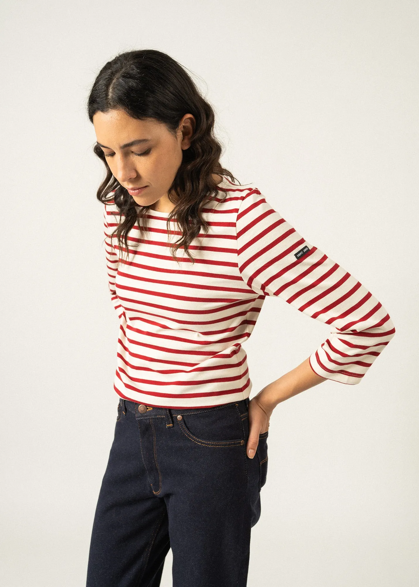 Galathée striped sailor shirt - slim fit, in light cotton (ECRU/PERSAN)