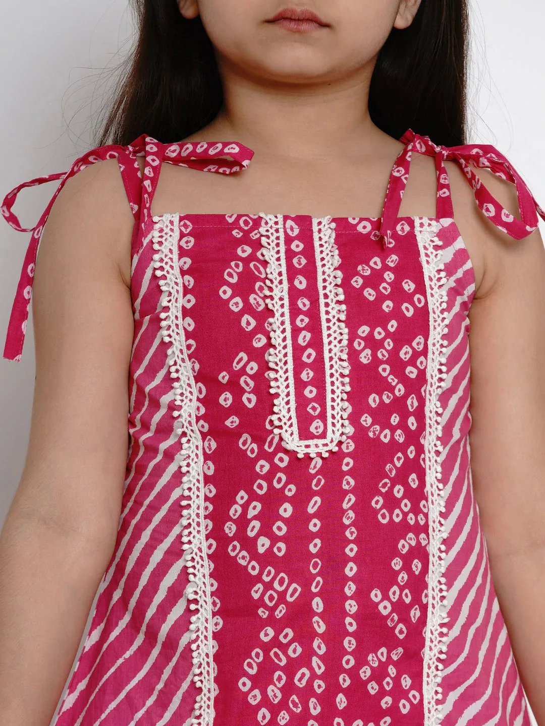 Girl's Pink Striped Kurta & Palazzo Set  - NOZ2TOZ KIDS