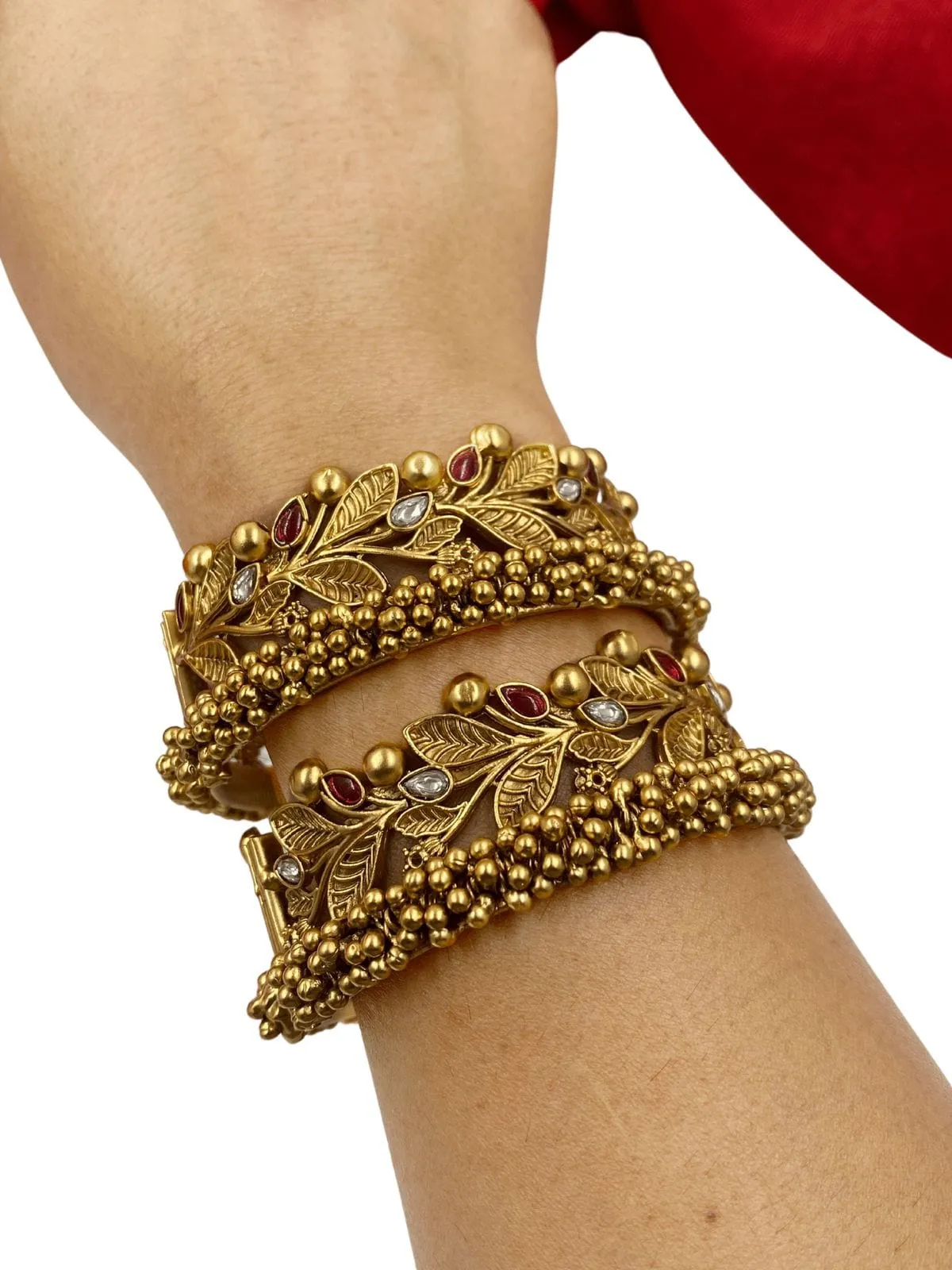 Gold Plated Traditional Antique Golden Bangle Set For Women