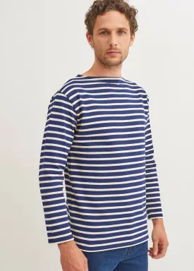 Guildo striped sailor shirt - boat neck, in thick cotton (MARINE/ECRU)