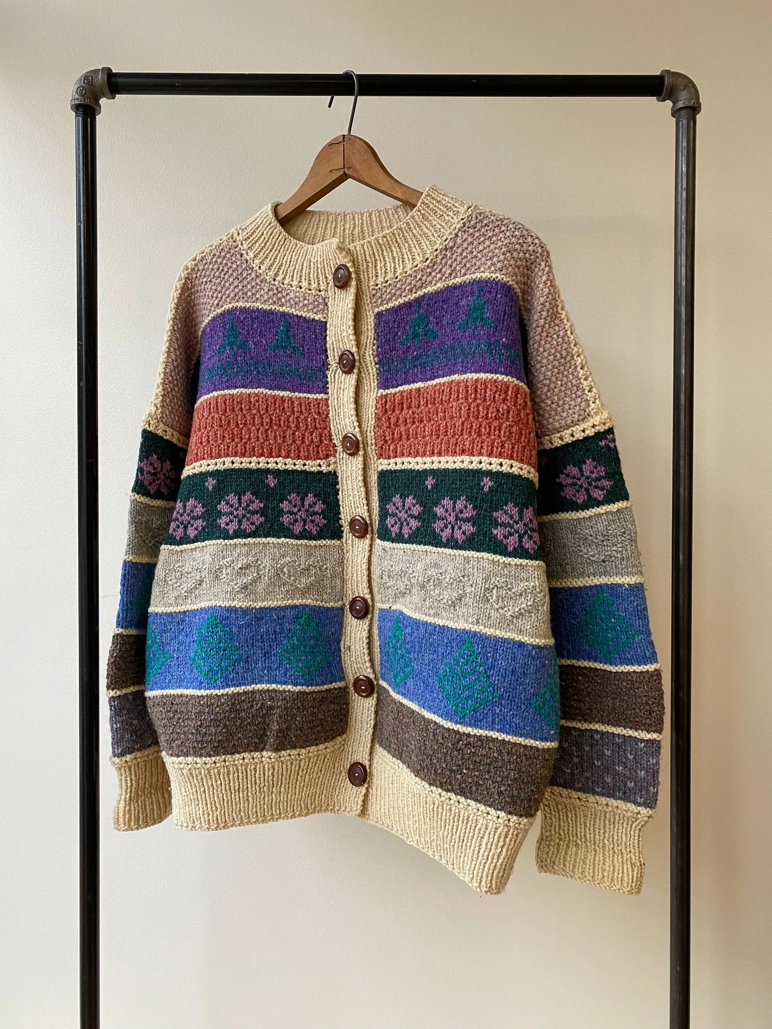 Hand Knit Cardigan Sweater—[L]