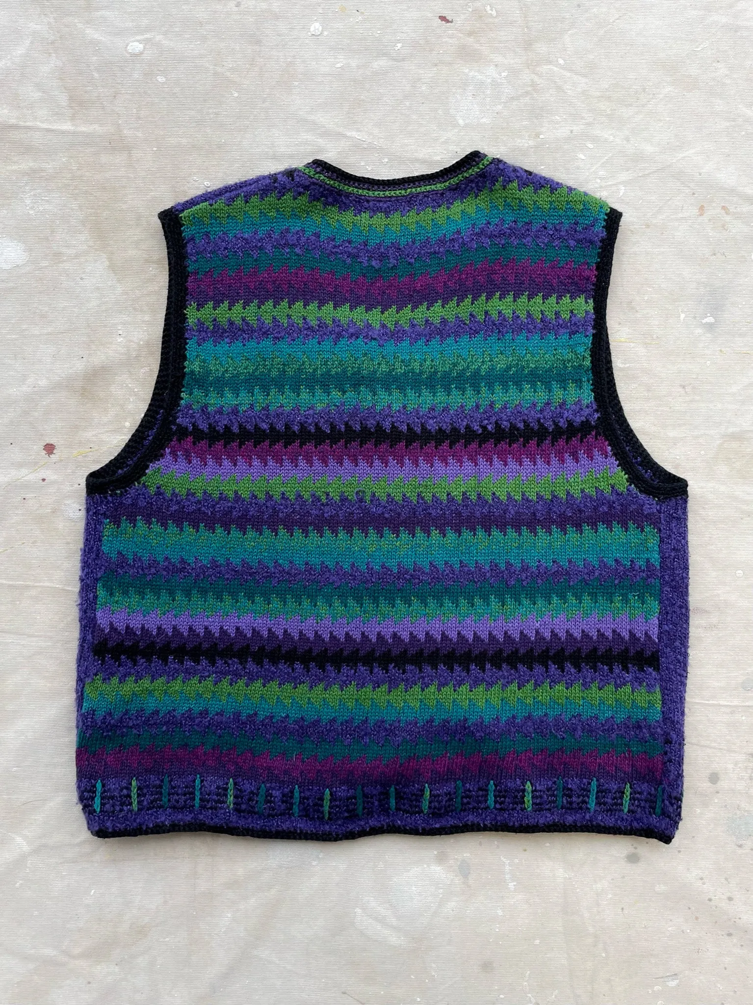 Hand Knit Wool Sweater Vest—[M]