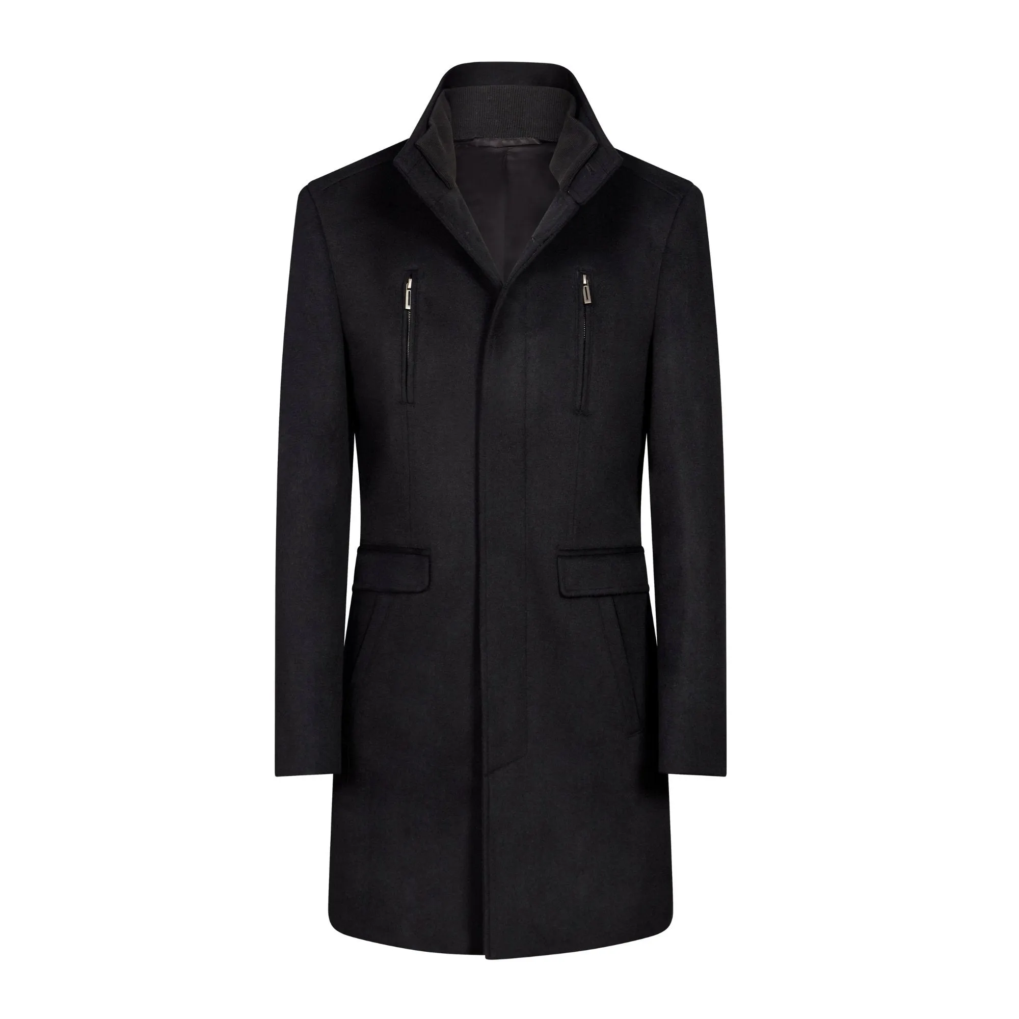 HENRY SARTORIAL Wool Overcoat BLACK REG