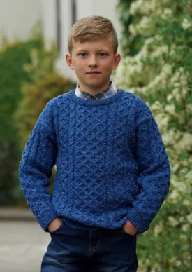 Kids Aran Wool Sweater | Blue