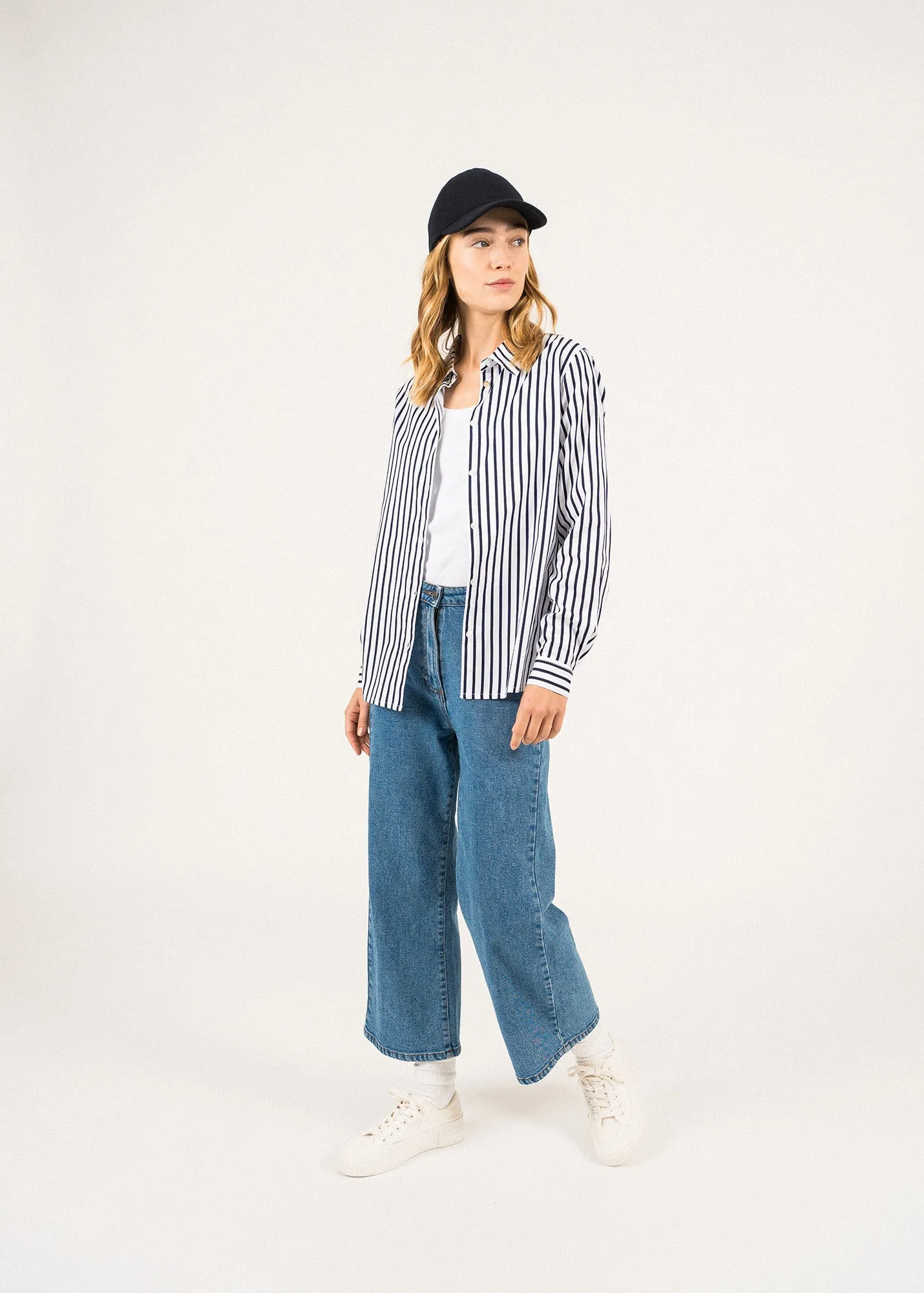 Lalie Striped Shirt - in cotton (BLANC/MARINE)