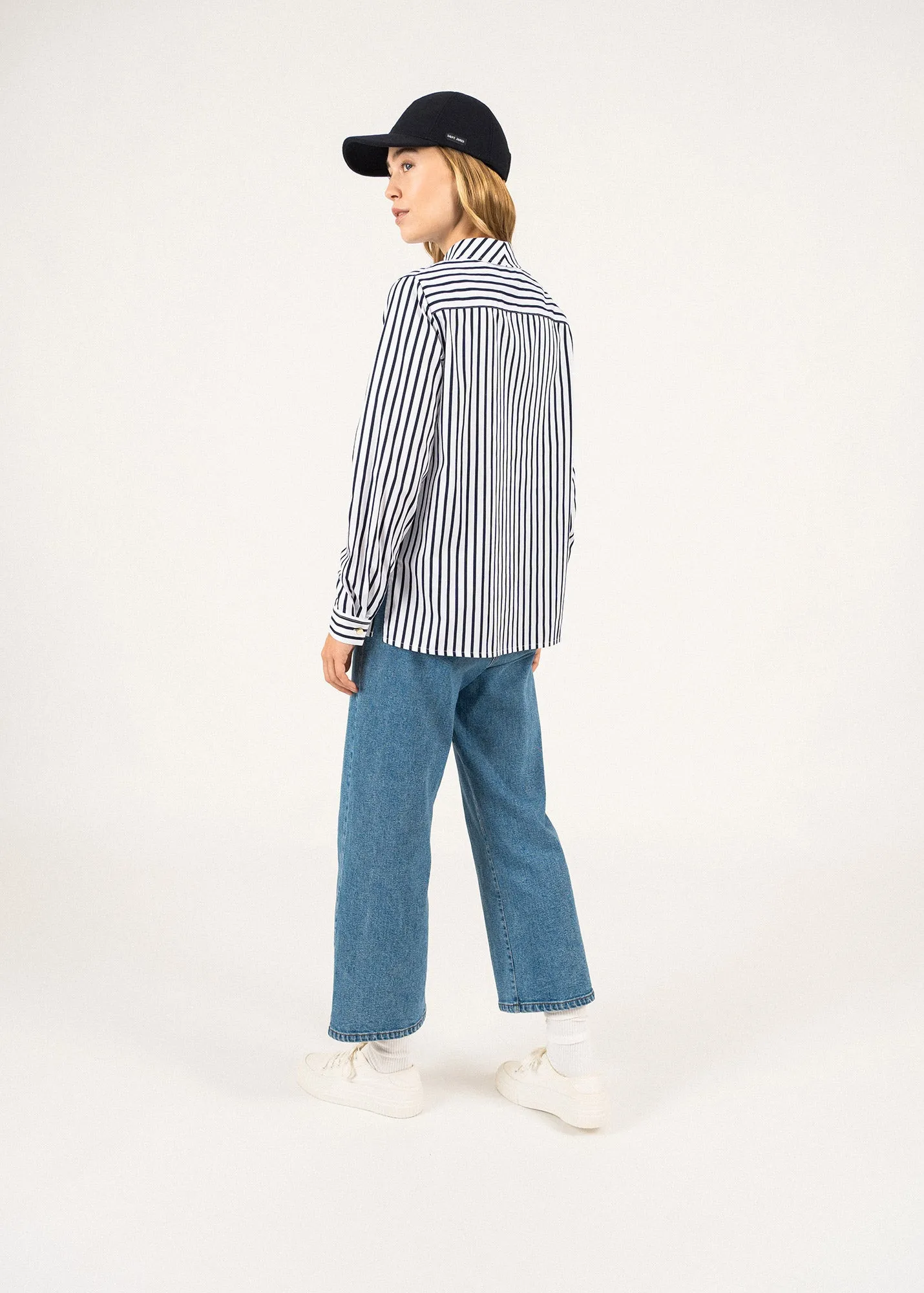 Lalie Striped Shirt - in cotton (BLANC/MARINE)