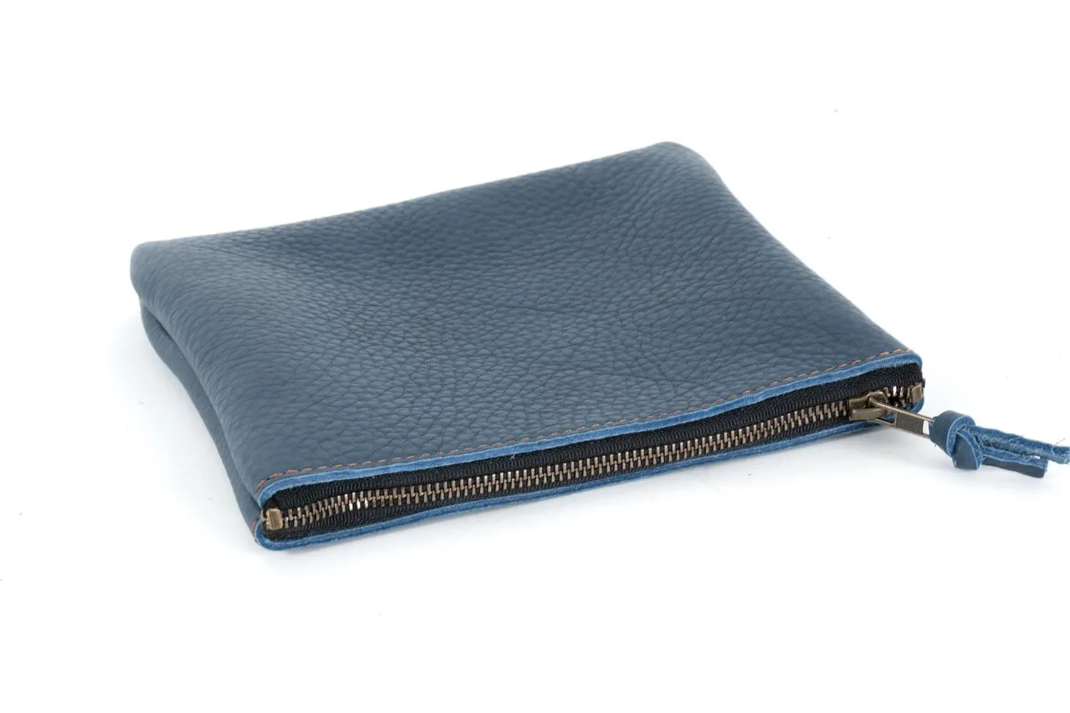 LEATHER TOP ZIPPER POUCH - MEDIUM