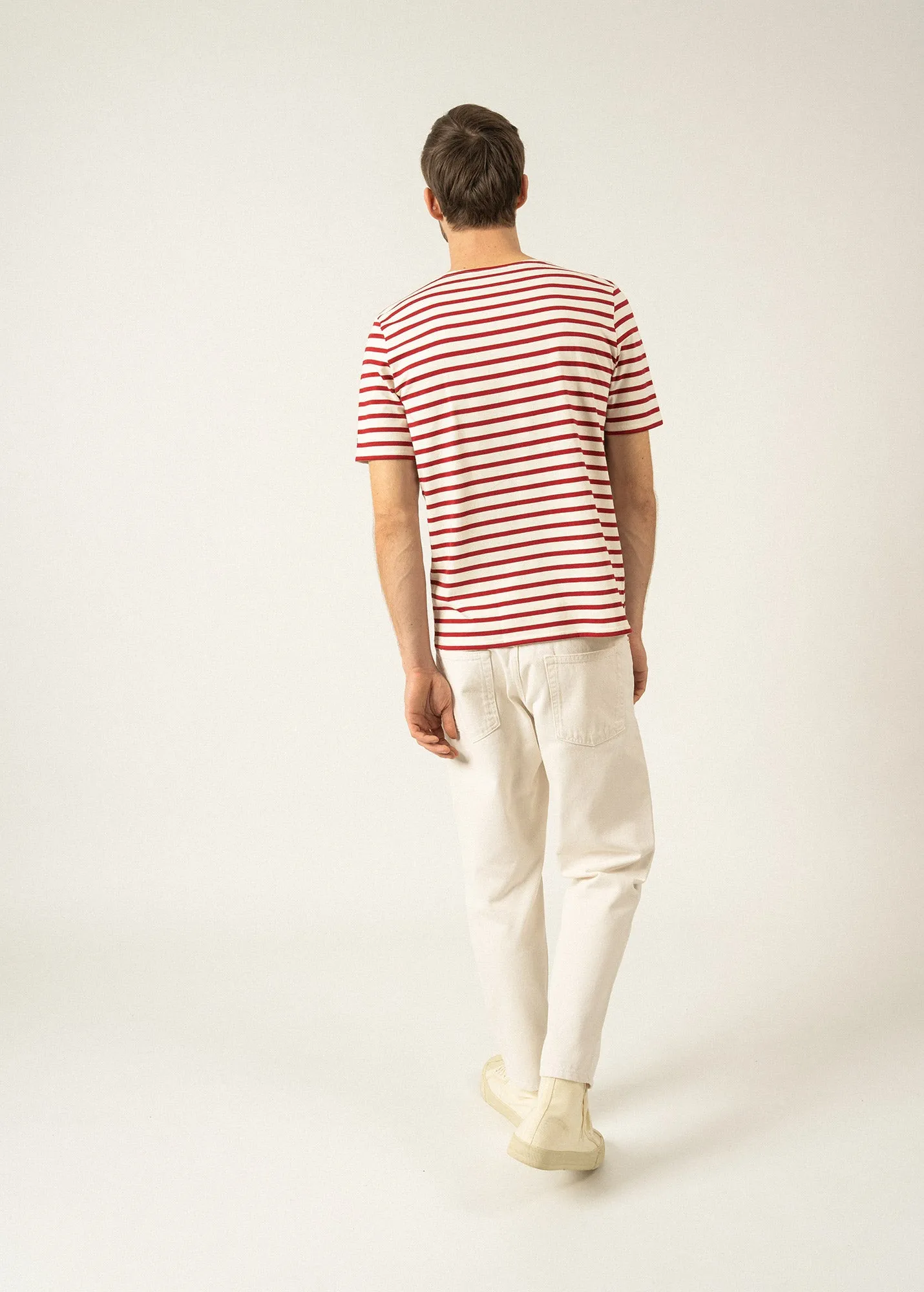 Levant short sleeve striped sailor shirt - regular fit, in light cotton (ECRU/PERSAN)