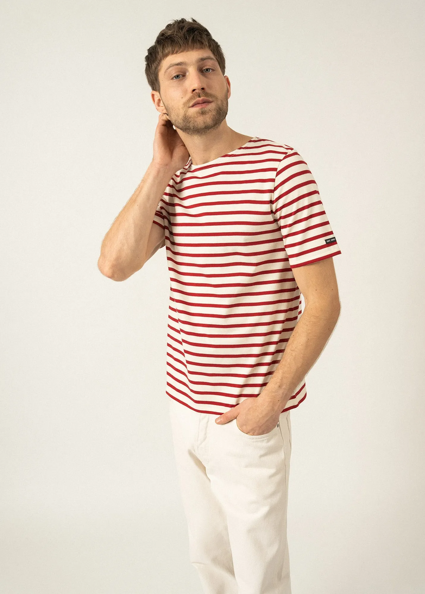 Levant short sleeve striped sailor shirt - regular fit, in light cotton (ECRU/PERSAN)