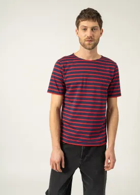 Levant short sleeve striped sailor shirt - regular fit, in light cotton (MARINE/TULIPE)