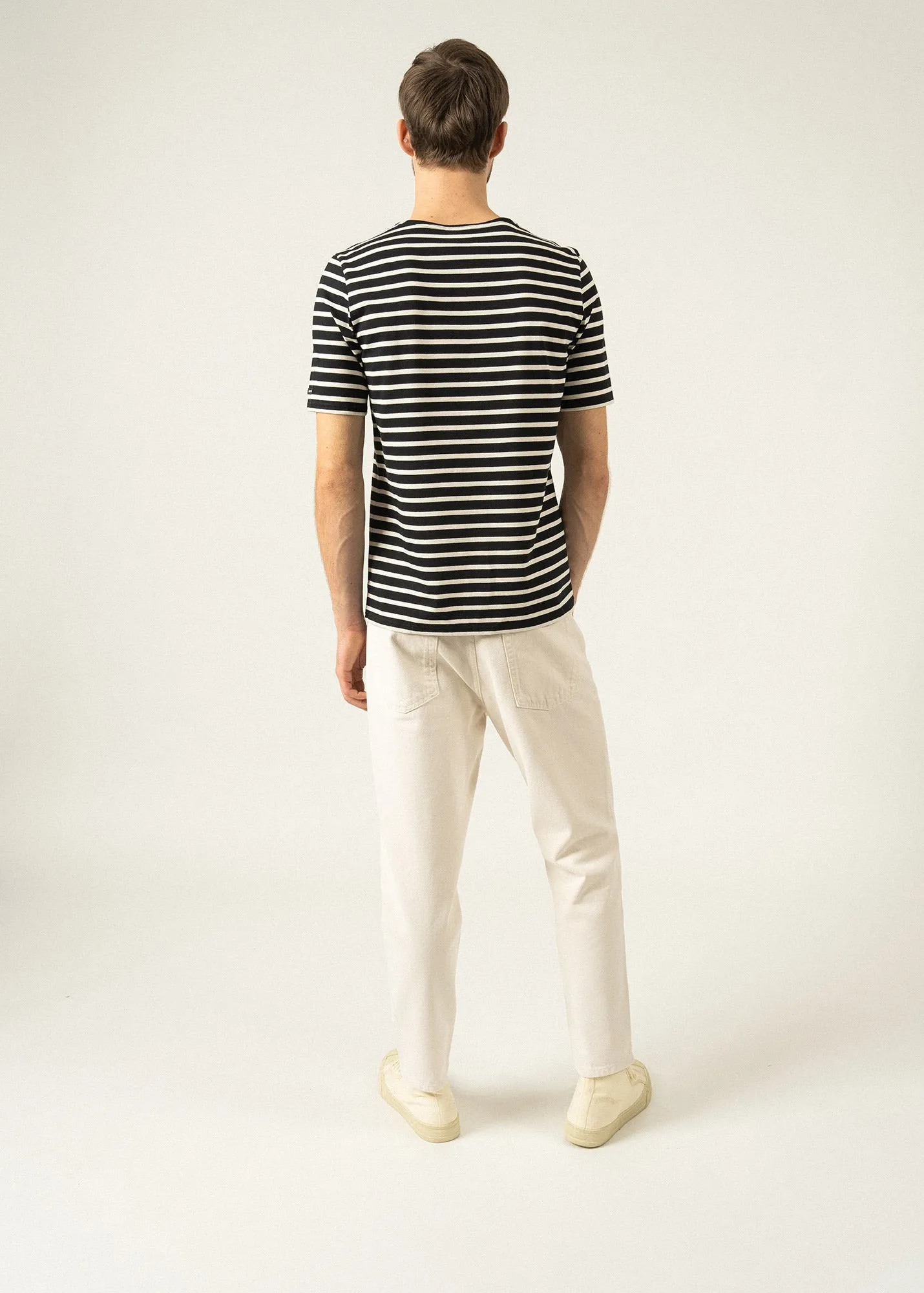 Levant short sleeve striped sailor shirt - regular fit, in light cotton (NOIR/ECRU)