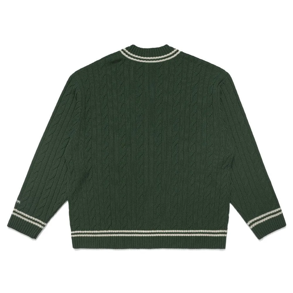 Malbon Ivy Cable Knit Golf Sweater Hunter Green - FW22