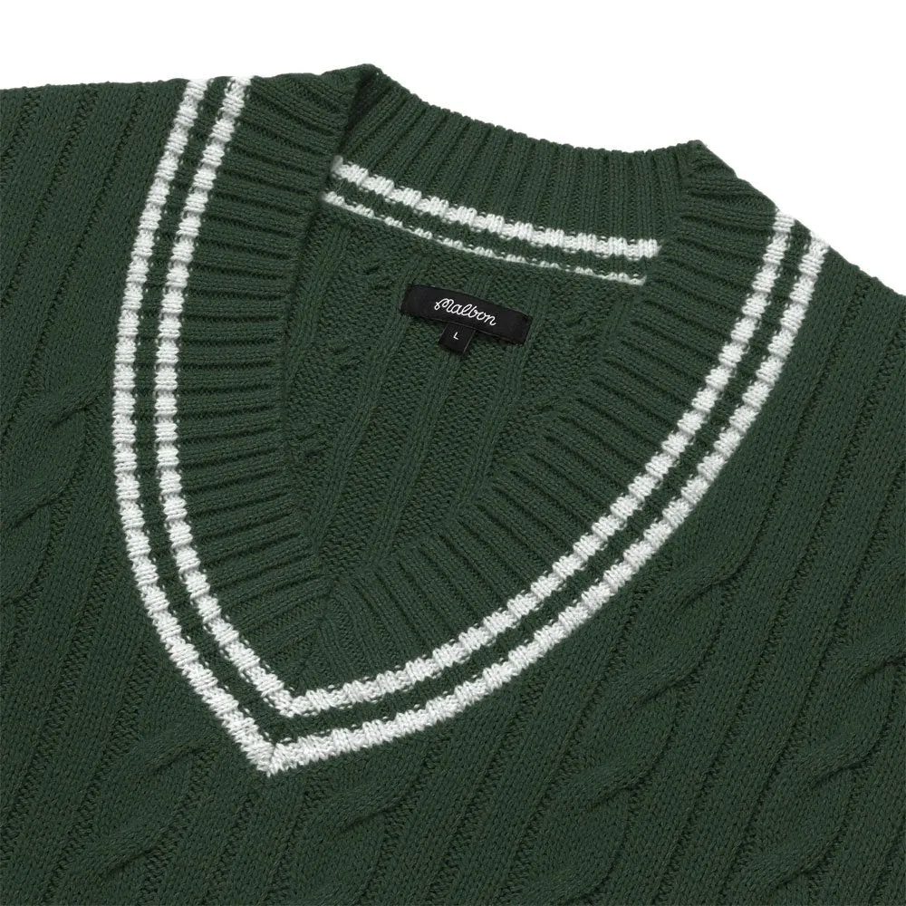 Malbon Ivy Cable Knit Golf Sweater Hunter Green - FW22