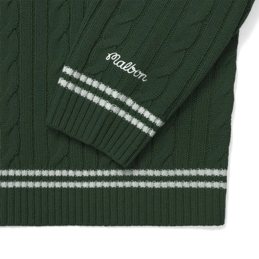 Malbon Ivy Cable Knit Golf Sweater Hunter Green - FW22