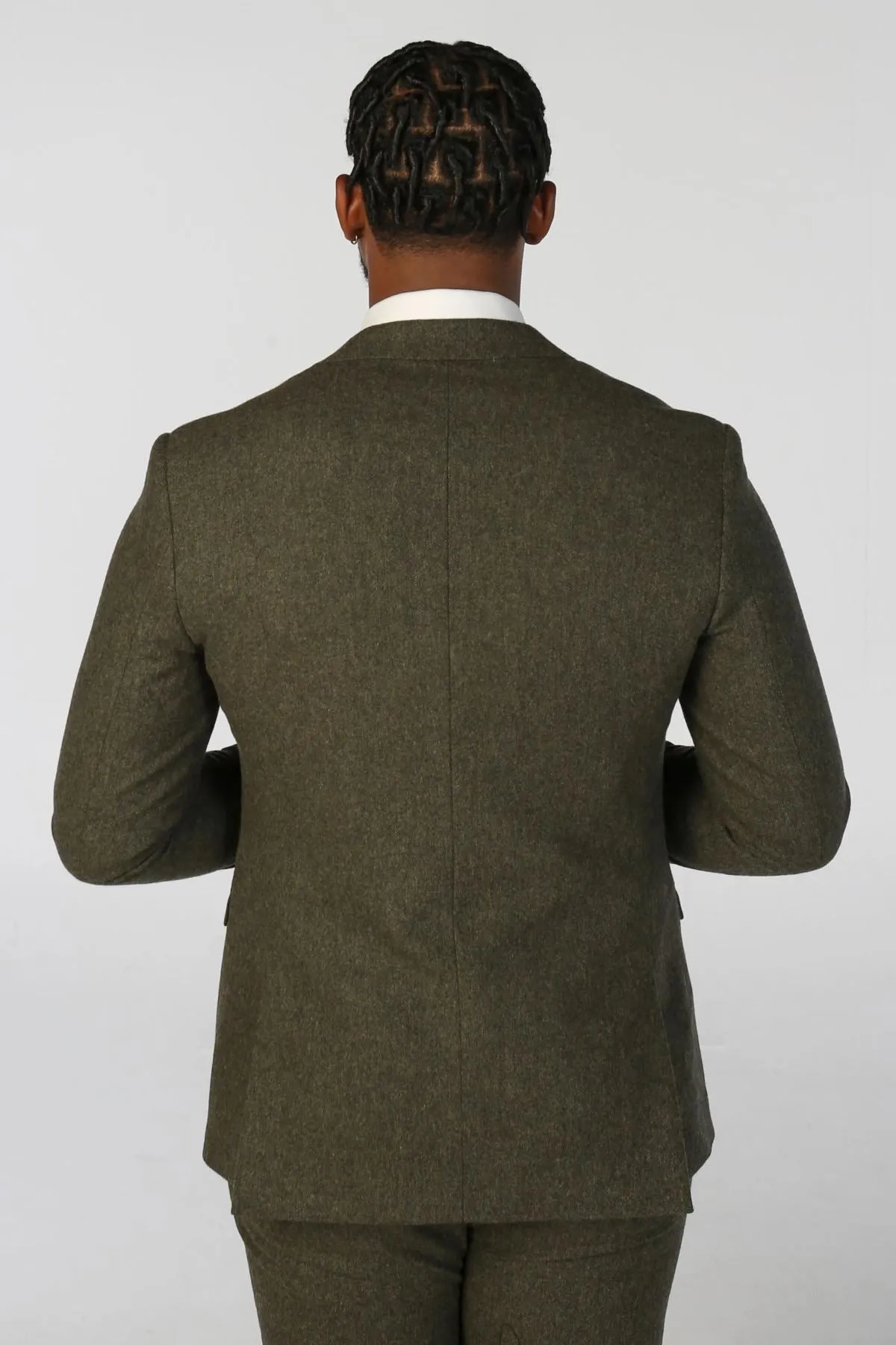 Men's Blazer Olive Green Wool Blend Tweed Sport Coat Tailored Fit