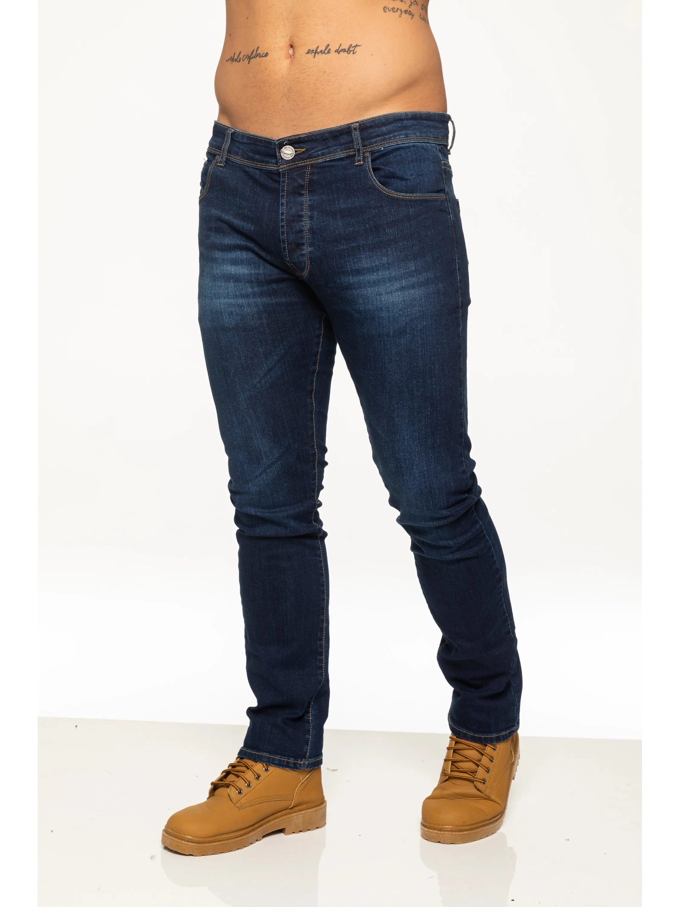 Mens Skinny Stretch Stonewash Denim Jeans | Enzo Designer Menswear