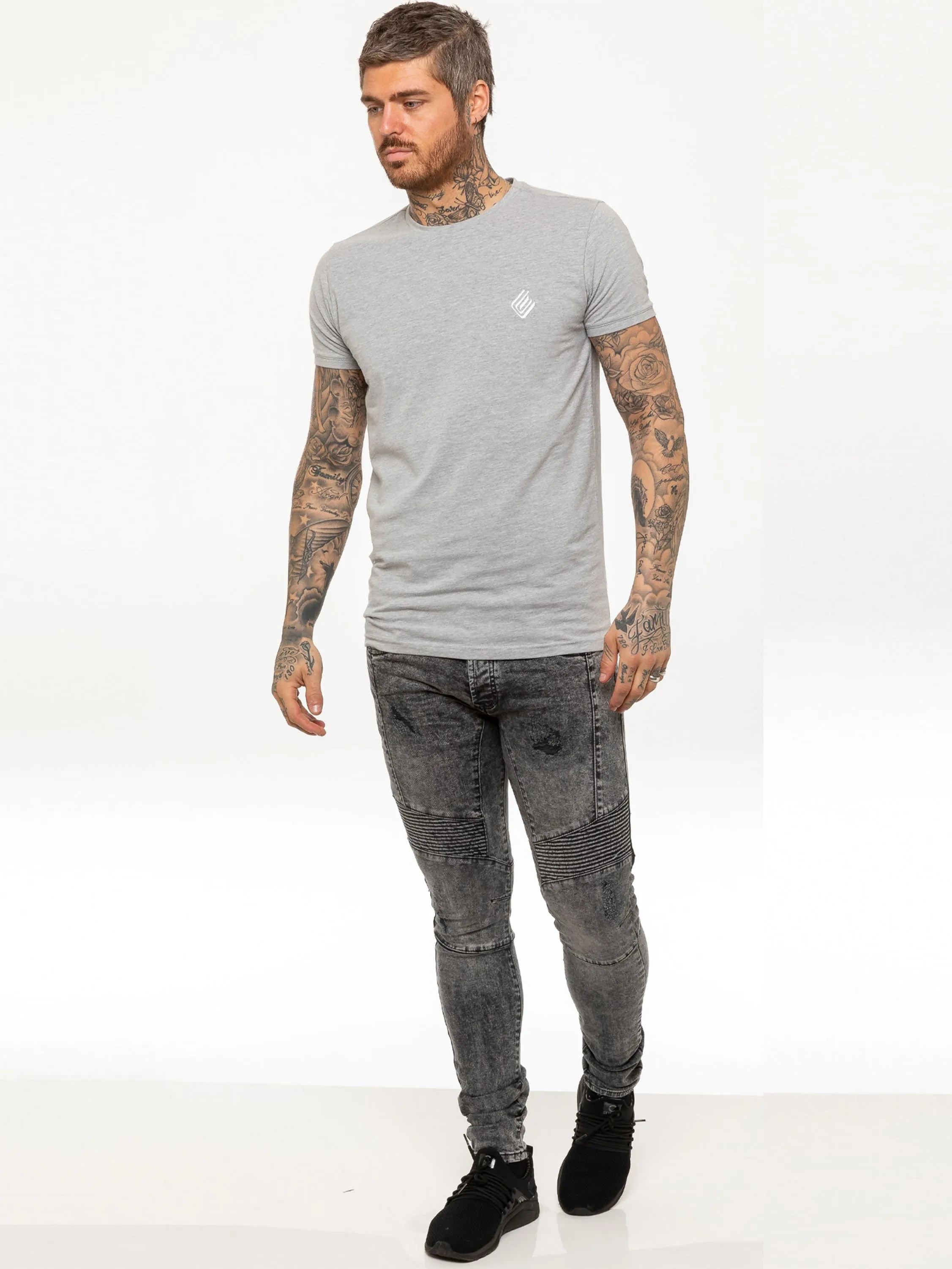 Mens Super Skinny Stretch Biker Denim Jeans | Enzo Designer Menswear