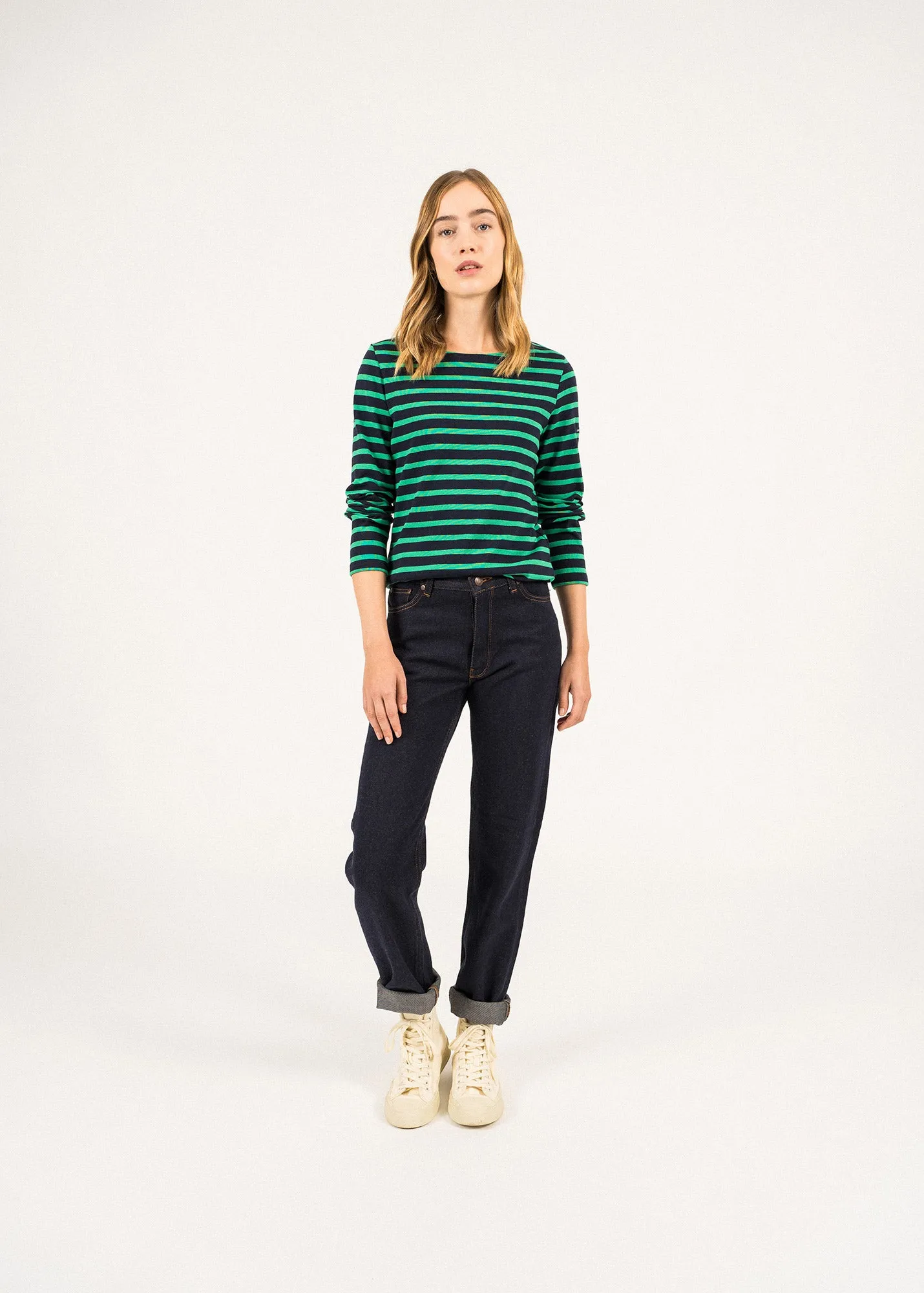 Meridame striped sailor shirt - regular fit, in thick cotton (NAVY/TREFLE)