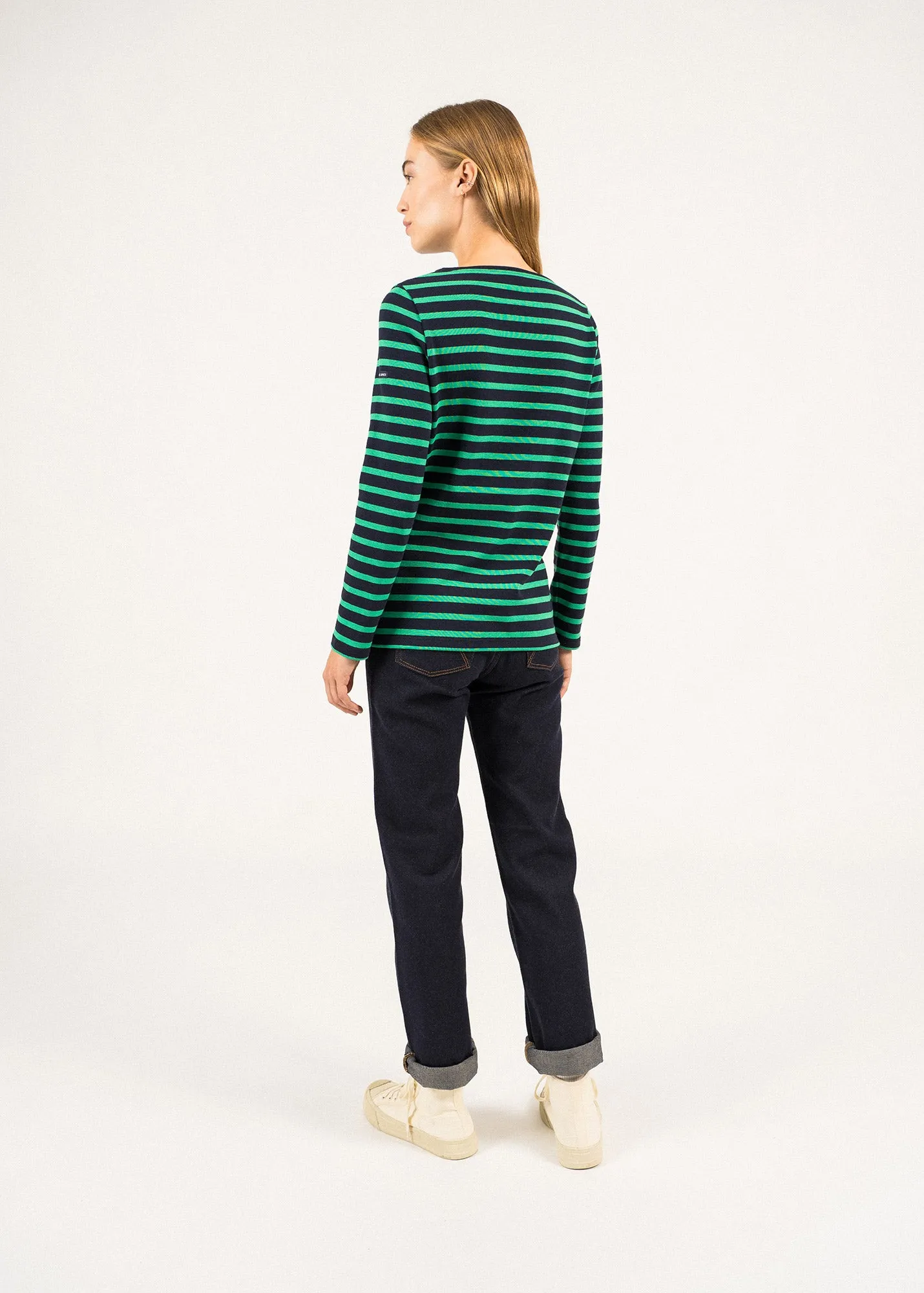 Meridame striped sailor shirt - regular fit, in thick cotton (NAVY/TREFLE)